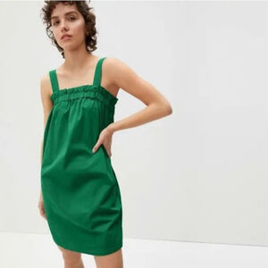 Everlane Paperbag Ruffle Tank Convertible Dress, Size S Emerald Green